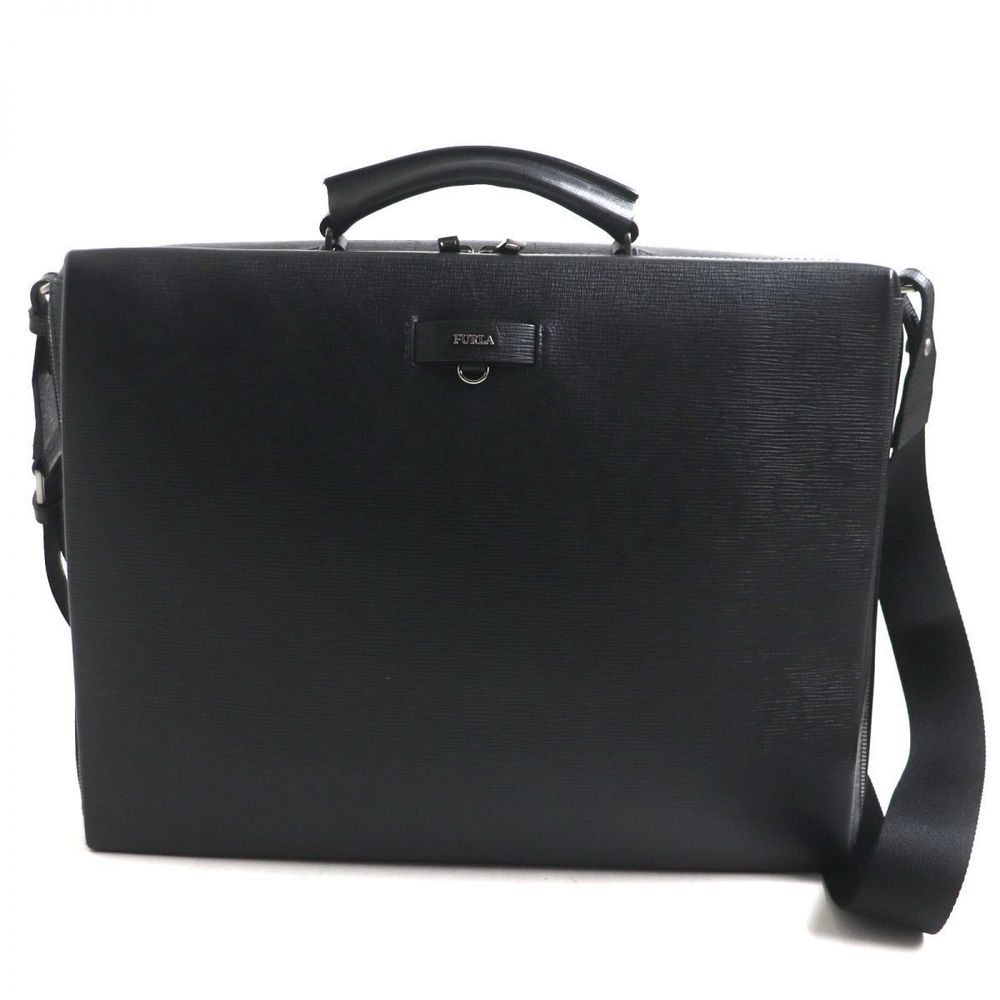 Furla Leather 2WAY All Black Briefcase